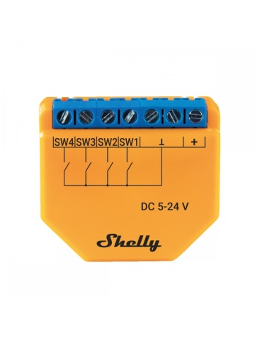 Shelly Plus I4 - DC 4-Channel Wi-fi Scene Activation Mode, Compatible with Amazon Alexa and Google Assistant
