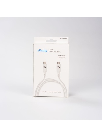 Кабел за захранване и зареждане Shelly USB-C към USB-C 100W, 5 m, бял - чип E-Mark, Power Delivery 20 V / 5 A - Img 4