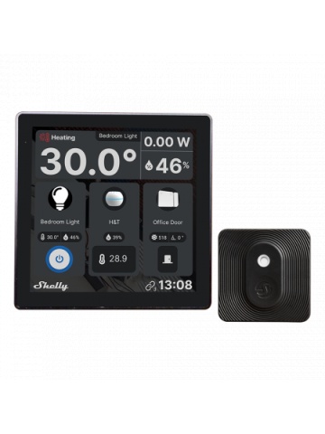 Intrerupator Smart cu touchscreen Shelly Wall Display, Wi-FI, Negru Bluethooth + H&T black