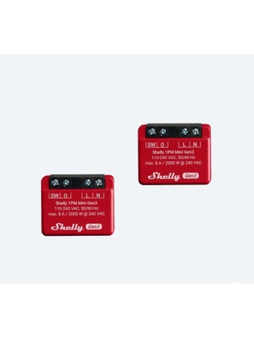 Pack of 2 Shelly 1PM Mini GEN3, 1 channel, 8A