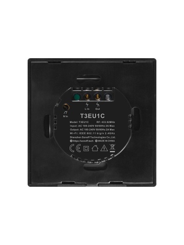 Resigilat Intrerupator inteligent cu touch Sonoff T3 EU TX, Wireless + RF 433, 1 canal, compatibil iOS/Android, Amazon Alexa/Google Assistant, sticla, Negru - Img 3