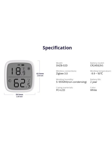 Temperatur- und Feuchtigkeitssensor Sonoff SNZB-02D, Zigbee 3.0 - Img 5