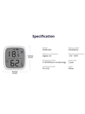 Temperature and humidity sensor Sonoff SNZB-02D, Zigbee 3.0 - Img 4