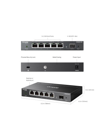 TP-Link Omada ES206X-M2 – Switch Smart Managed cu 5 Porturi 2.5G Multi-Gigabit și 1 Port 10G SFP+, Gestiune Centralizată Omada SDN - Img 4
