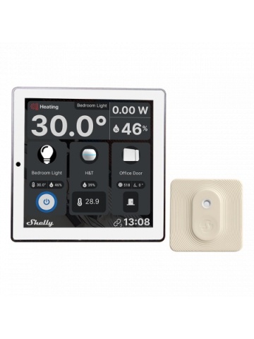 Resigilat Intrerupator Smart cu touchscreen Shelly Wall Display, Alb, Wi-FI, Bluethooth + BLU H&T