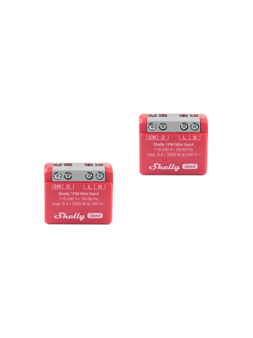 Resigilat Pachet 2x Shelly 1PM Mini Gen4 – Releu inteligent WiFi, Zigbee, Matter, Bluetooth cu masurare consum