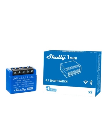Resigilat Pachet de 2 relee Shelly Mini 1 GEN3, 1 canal, 8A - Img 2