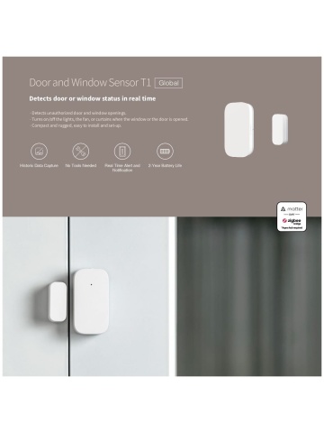 Senzor de geam/usa Aqara Door and Window Sensor T1, Zigbee, Apple HomeKit - Img 6