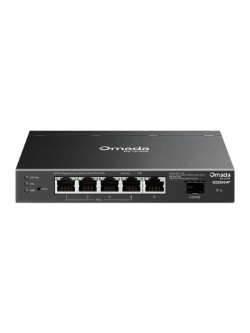 TP-Link Omada SG2206MP – Switch Smart Managed cu 6 Porturi Gigabit (4 PoE+), 1 Slot SFP, 63W, Tehnologie Perpetual PoE