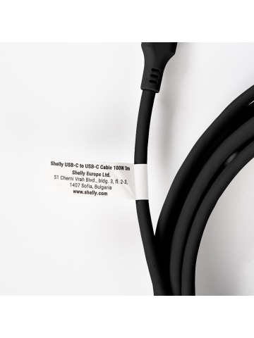 Кабел за захранване и зареждане Shelly USB-C към USB-C 100W, 3 m, черен - чип E-Mark, Power Delivery 20 V / 5 A - Img 3