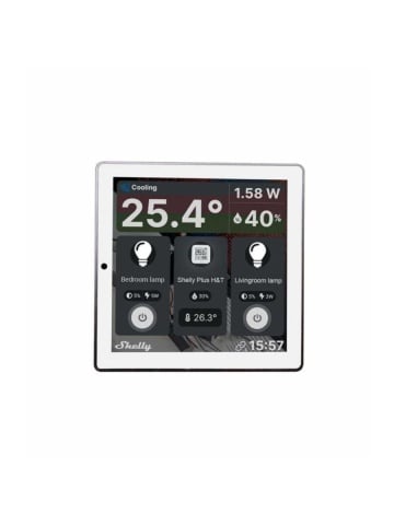 Intrerupator Smart cu touchscreen Shelly Wall Display, Alb, Wi-FI, Bluethooth