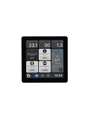 Resigilat Panou de control inteligent Shelly Wall Display X1i Negru - ecran tactil color 4 inch, rezolutie 720x720, baza de alimentare cu 1 circuit de iesire inclusa, difuzor 1W, Wi-Fi si Bluetooth, control aplicatie