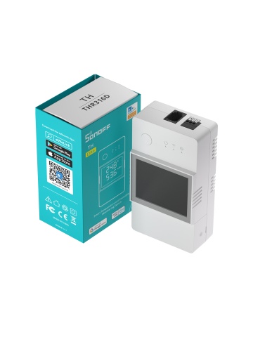 Resigilat Releu inteligent WiFi Sonoff TH Elite (R3 - THR316D), 230V/16A, contact uscat NO/NC ecran LCD