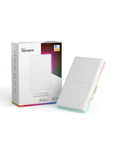 Sonoff Smart Touch Wall Switch T5-2C-120 – Întrerupător Inteligent cu 2 Canale, Panou Tactil, Iluminare RGB și Feedback Haptic - Img 3