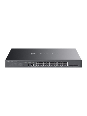TP-Link Omada SG5428XMPP – Switch Managed Lite L3 cu 24 Porturi Gigabit PoE+/PoE++, 4 Sloturi 10G SFP+, Stivuibil (Stacking), Buget PoE 500W