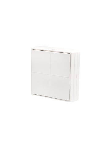 Comutator de perete inteligent Shelly BLU Wall Switch 4 ZB Stand Alone, 4 butoane programabile, Bluetooth si Zigbee 3.0, alimentare cu baterie, fara cabluri