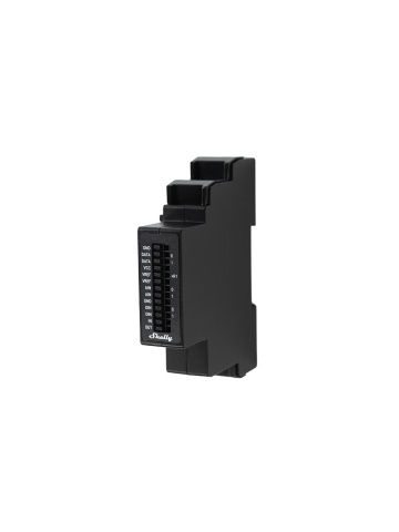 Modul de extensie Shelly Pro Sensor Add-on, sina DIN, 2 intrari analogice 0-10 V, 2 intrari digitale, 2 interfete 1-Wire si iesire pe releu SSR, pentru dispozitive Shelly Pro