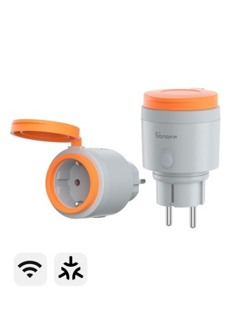 Priza inteligenta exterior Sonoff S61STPF-PM-O(EU), WiFi Matter, monitorizare consum energie, IP44, protectie supraincarcare, tip F (Schuko), Alb