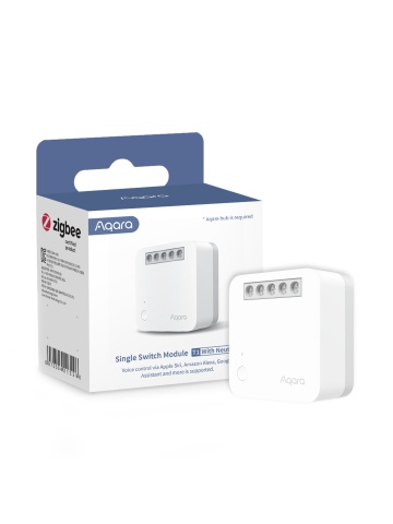 Resigilat Releu inteligent Aqara Single Switch Module T1, 1 canal, necesita NUL, 10A, Zigbee