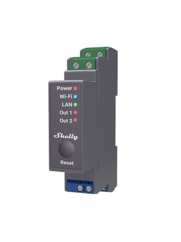 Resigilat Releu inteligent Shelly Pro 2 - 2canale, WiFi, LAN, sina DIN, control aplicatie, compatibil Amazon Alexa, Google Assistant si Home Assistant