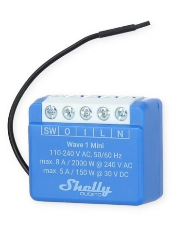 Resigilat Releu inteligent Shelly Qubino Wave 1 Mini, 1 canal, 8A, Z-Wave, contact uscat, Z-Wave
