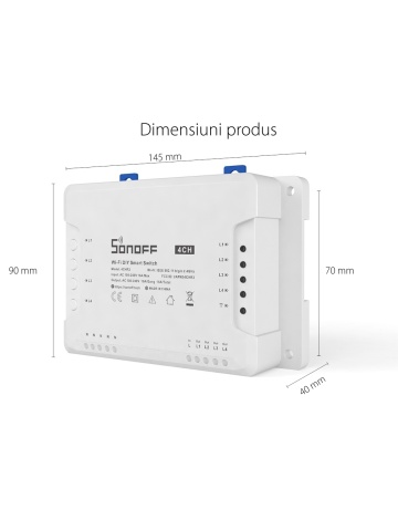 Resigilat Releu wireless Wi-Fi 4 canale Sonoff 4CH R3 - Img 2