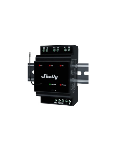 Shelly Wave Pro 3 (2025) LR - 3 Channel Professional Z-Wave Relay with DIN Rail Mount and Long Range Technology