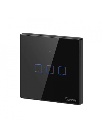 Smart Touch Schalter Sonoff T3 EU TX, Wireless + RF 433, 3 Kanäle, iOS/Android kompatibel, Amazon Alexa/Google Assistant, Glas, Schwarz - Img 2