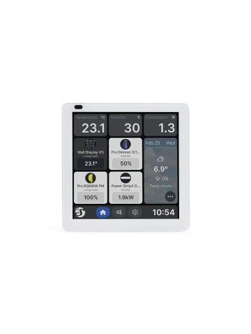 Panou de control inteligent Shelly Wall Display X1i Argintiu - ecran tactil color 4 inch, rezolutie 720x720, baza de alimentare cu 1 circuit de iesire inclusa, difuzor 1W, Wi-Fi si Bluetooth, control aplicatie