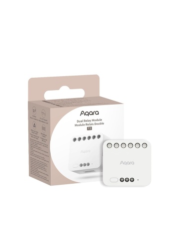 Resigilat Releu inteligent cu 2 canale Aqara Dual Relay Module T2, Zigbee, monitorizare consum, dry contact