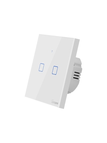 Smart Touch Schalter Sonoff T2 EU TX, Wireless + RF 433, 2 Kanäle, iOS/Android kompatibel, Amazon Alexa/Google Assistant, Glas, Weiß, Weiß - Img 3