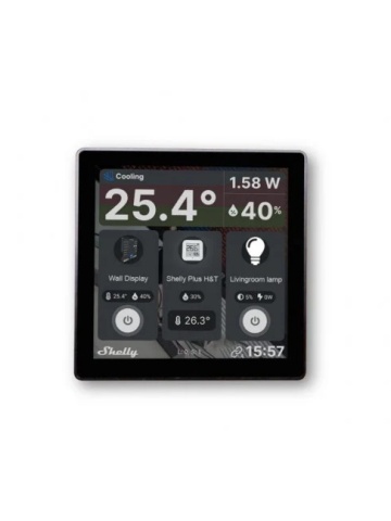 Resigilat Intrerupator Smart cu touchscreen Shelly Wall Display, Wi-FI, Negru Bluetooth