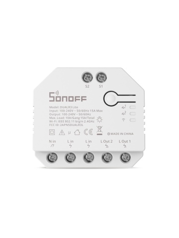 Resigilat Releu inteligent Sonoff Dual R3 Lite , Wireless, 2 canale, Alb - Img 3