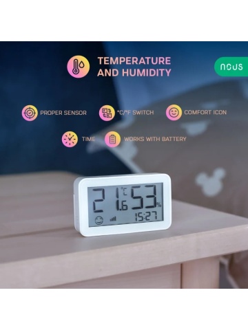 Senzor Smart de Temperatura si Umiditate Nous cu afisaj E6, LCD, ZigBee - Img 2