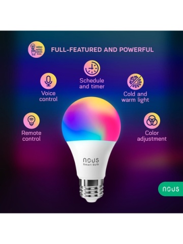 Set of 2 smart light bulbs Nous P3, E27, RGB, 810 lm, 9W - Img 5
