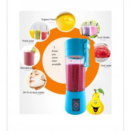 Blender Portabil Cu Acumulator 2000mAH, Lama Inox, Incarcator Usb, 400ML