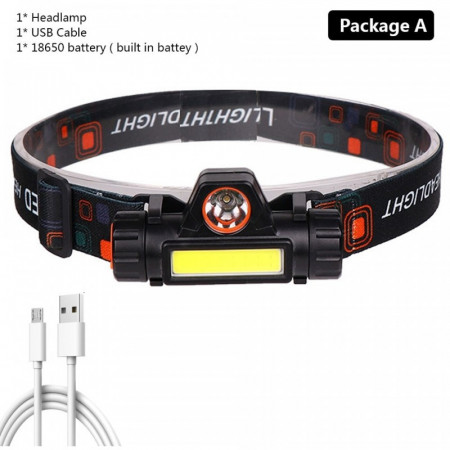 Lanterna De Cap Camping , Lumina Rece Plus Cablu De Incarcare