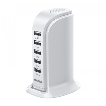 Incarcator HUB Kakusiga, Statie Incarcare, KSC-741 5xUSB 5V/2.4A Alb