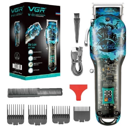 Mașină de Tuns VGR V-685 cu Design Transparent, Design Grafic