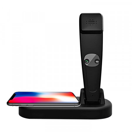 Incarcator Bluetooth Wireless Inteligent, 2 in 1, Negru