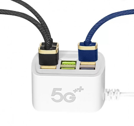 Hub 6 Porturi USB, Incarcare Multiple Dispozitive, Alb 3.1A