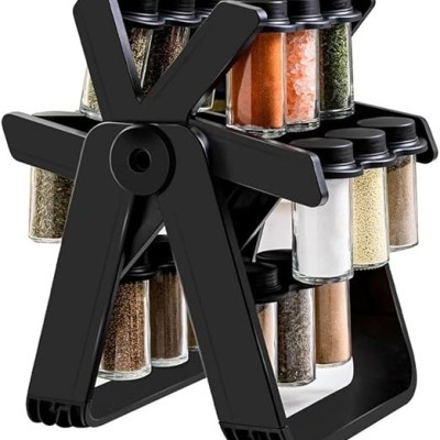 Set Rotativ Condimente - 18 Borcane din Sticla incluse, Rotatie 360°, 34x23 cm