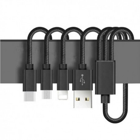 Cablu Date Si Incarcare 3 In 1, USB La Lightning X 2 - USB La MicroUSB, 1.2 M, Negru
