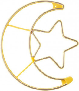 Decoratiune Iluminata, Lumina Calda Led, Stea Si Luna, 59.5 x 52.2 x 2 cm - Img 2