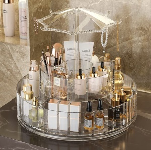 Organizator Cosmetice Rotativ 360° cu Design Elegant – Suport de Machiaj Multifunctional - Img 1