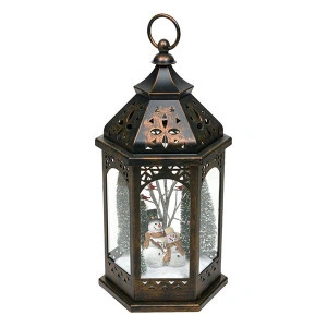 Felinar Decorativ Craciun, Decoratiune Interioara Cu Lumina, 19 x 22 x 42 cm