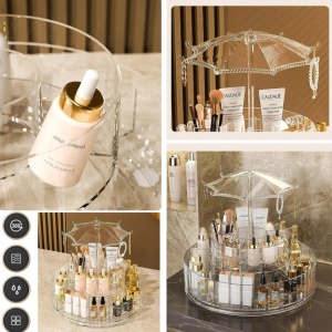 Organizator Cosmetice Rotativ 360° cu Design Elegant – Suport de Machiaj Multifunctional - Img 3