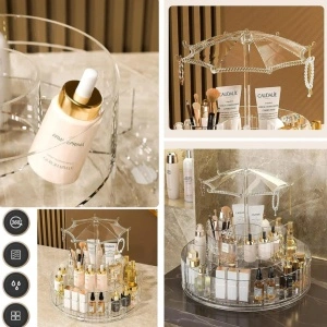 Organizator Cosmetice Rotativ 360° cu Design Elegant – Suport de Machiaj Multifunctional - Img 3