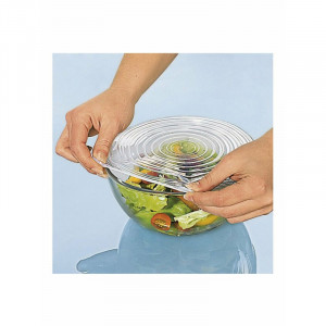 Set Capace Din Silicon, Reutilizabile, Transparent, 6Buc - Img 2