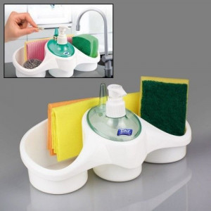 Dispenser Titiz Detergent Vase,cu Suport pentru Burete,Suport Inele Bijuterii Anti Pierdere,Ideal Bucatarie - Img 1